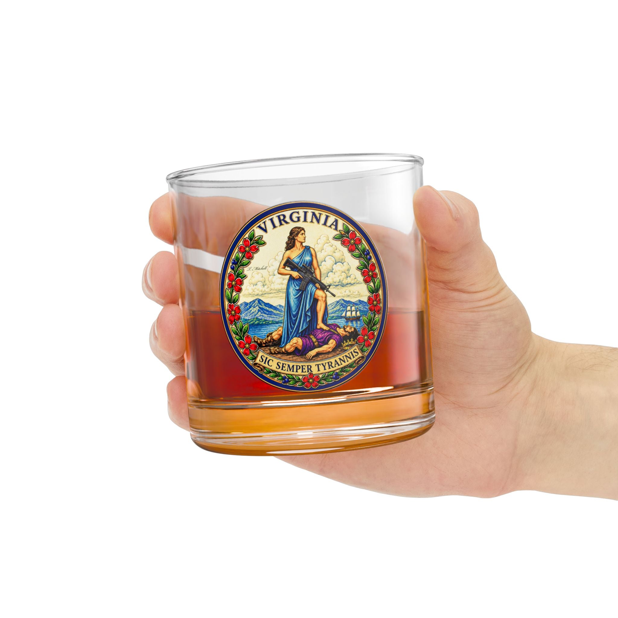 Virginia State Seal 10oz Rocks Glass — 2A Souvenir Whiskey Glass