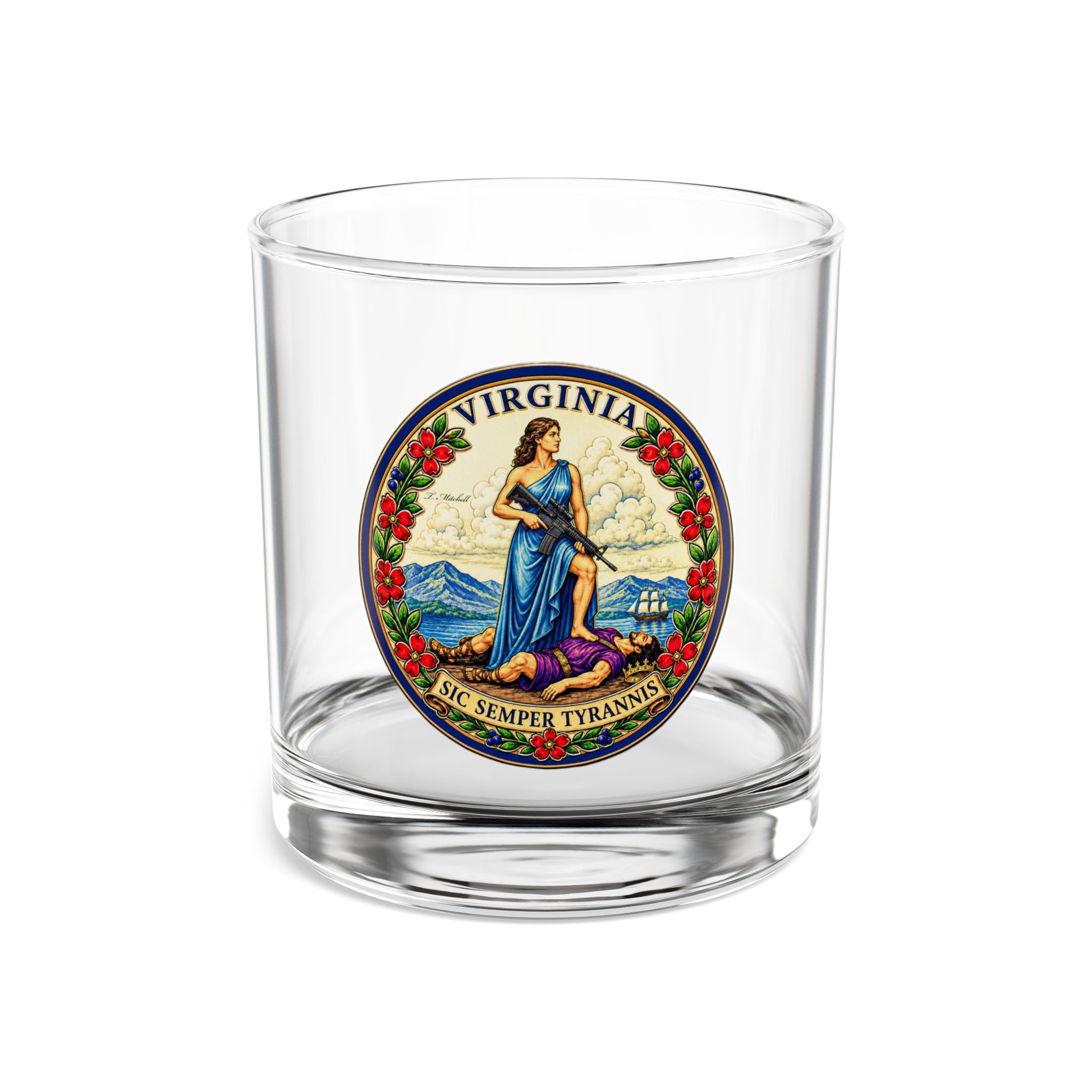Virginia State Seal 10oz Rocks Glass — 2A Souvenir Whiskey Glass