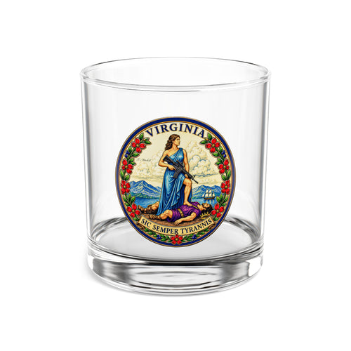 Virginia State Seal 10oz Rocks Glass — 2A Souvenir Whiskey Glass