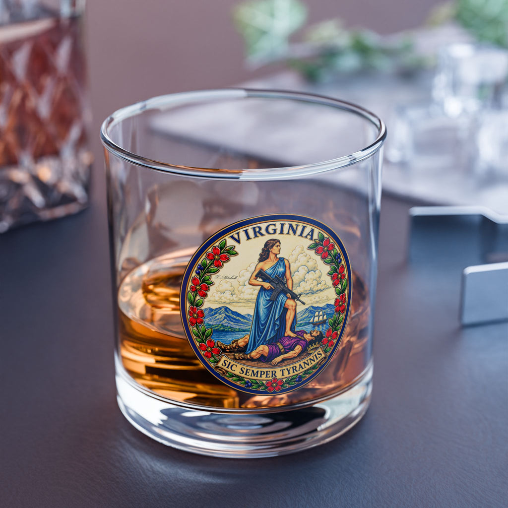 Virginia State Seal 10oz Rocks Glass — 2A Souvenir Whiskey Glass