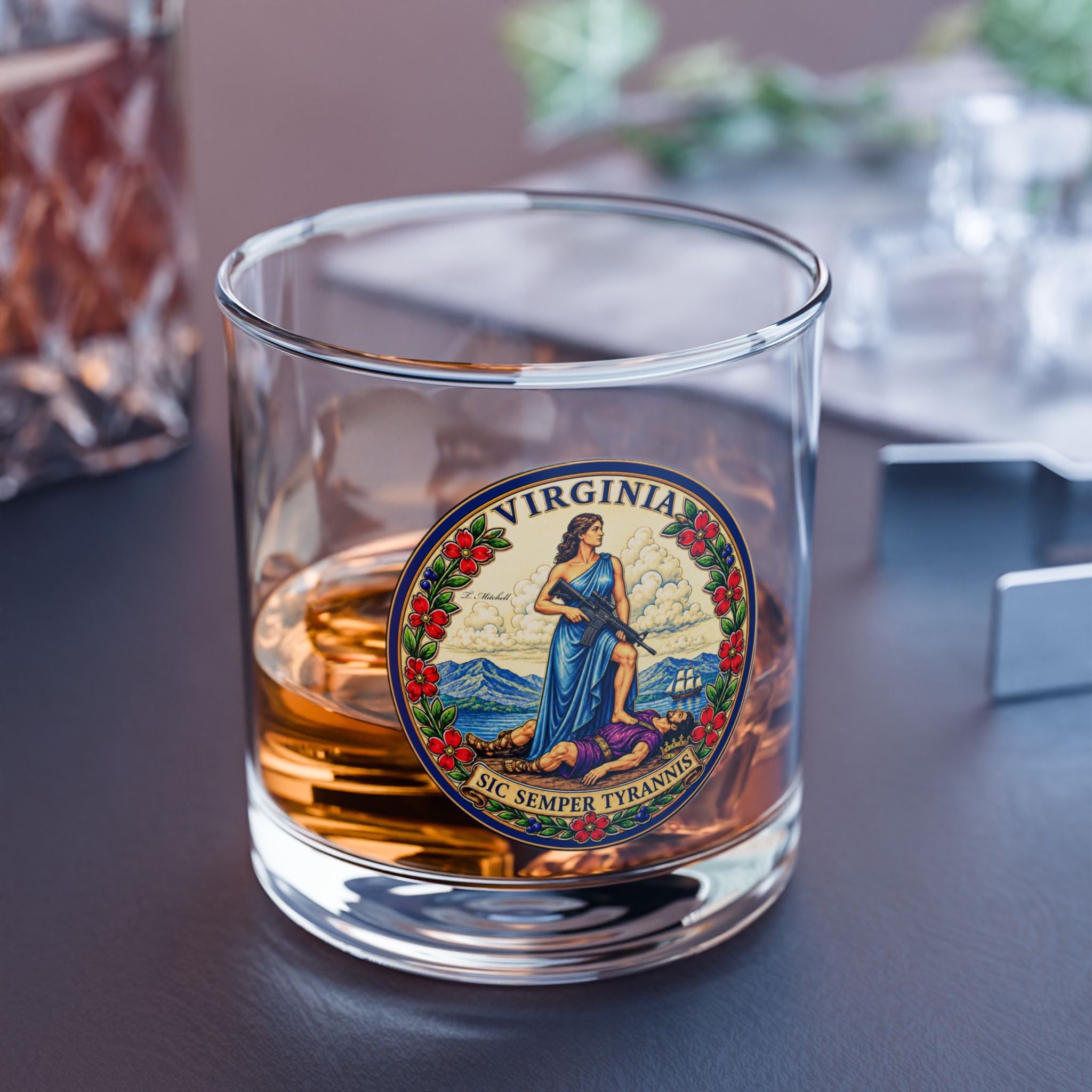 Virginia State Seal 10oz Rocks Glass — 2A Souvenir Whiskey Glass